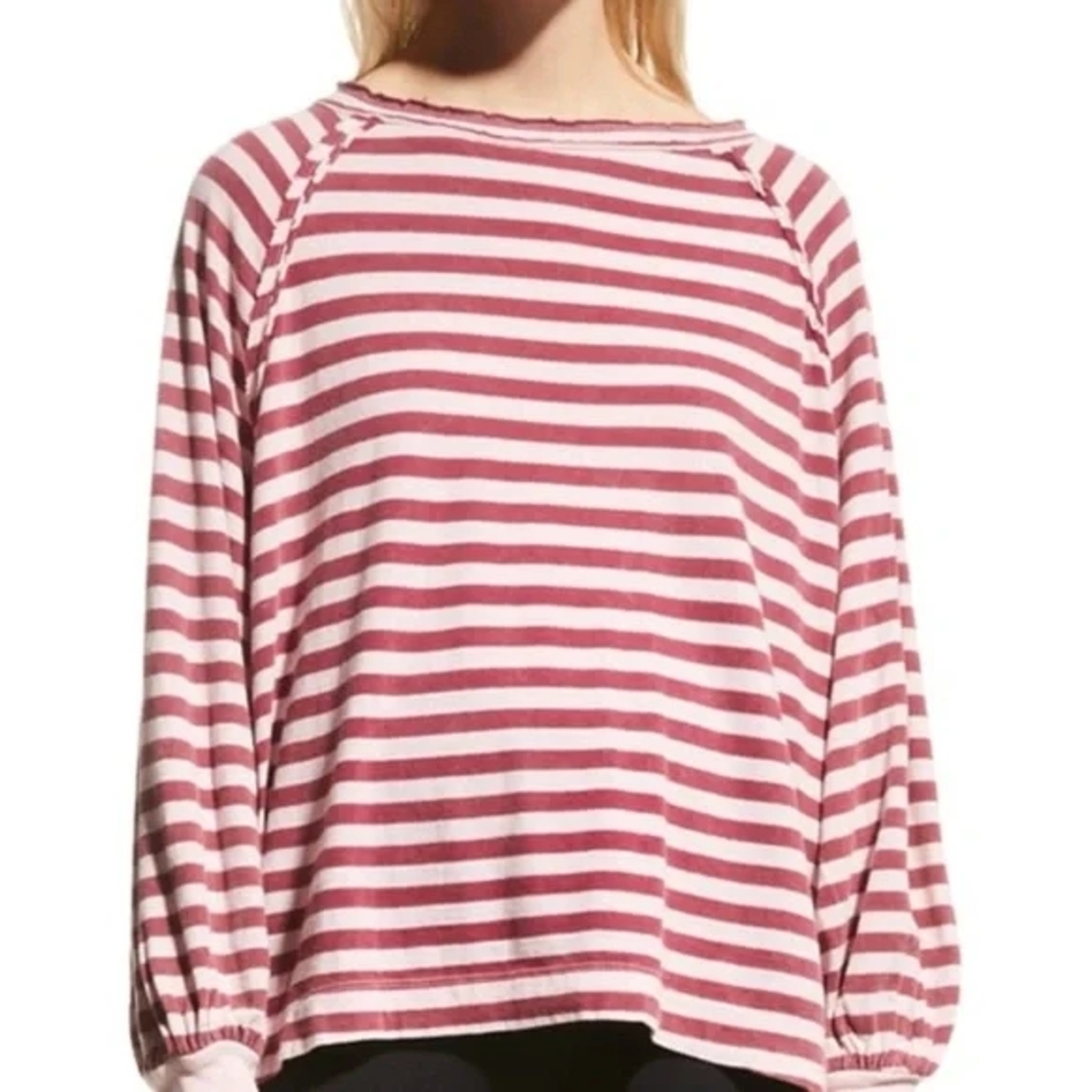 FP Movement by Free People Striped Long Sleeve Top - Red and White